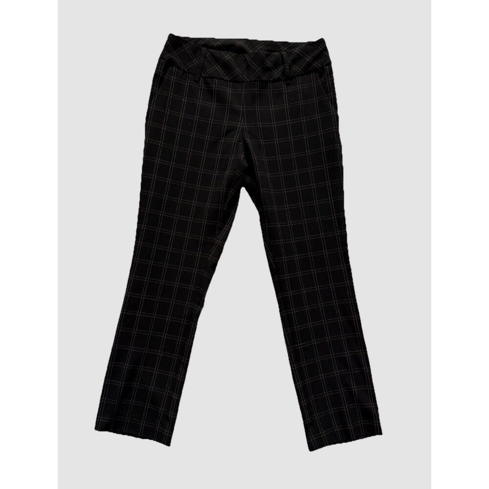 Christopher & Banks Black Plaid Pants Size 8P Short Stretch Straight